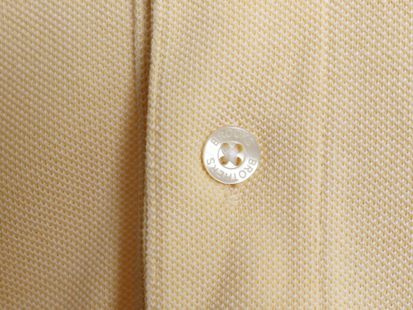 ブルックスブラザーズ 鹿の子 半袖 ポロシャツ メンズ L / Brooks Brothers 半袖シャツ ワンポイント オリジナル フィット ライト イエロー