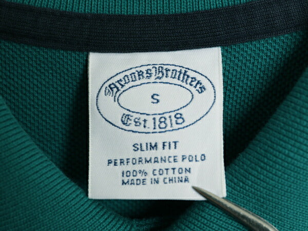 ブルックスブラザーズ 鹿の子 半袖 ポロシャツ メンズ S / Brooks Brothers 半袖シャツ ワンポイント スリム フィット ターコイズ グリーン