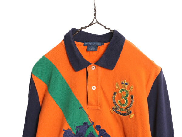 ダブルポニー ラルフローレン 鹿の子 長袖 ポロシャツ レディース XL ポロ ラガーシャツ タイプ ラグビー シャツ 長袖シャツ 大きいサイズ