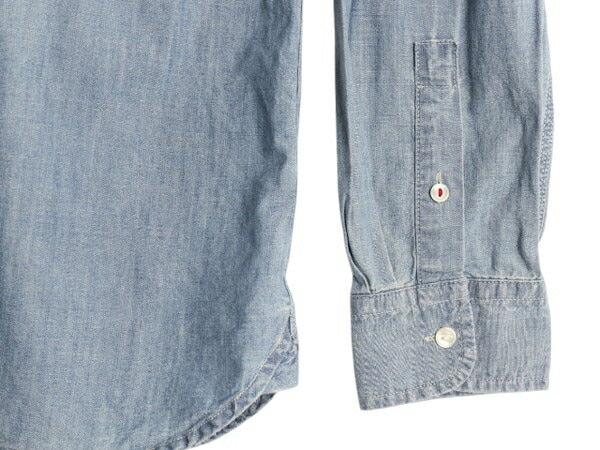 LAUREN ラルフローレン 長袖 シャンブレー シャツ レディース M 古着 100% コットン 長袖シャツ ワーク ヴィンテージ モデル マチ付き 無地