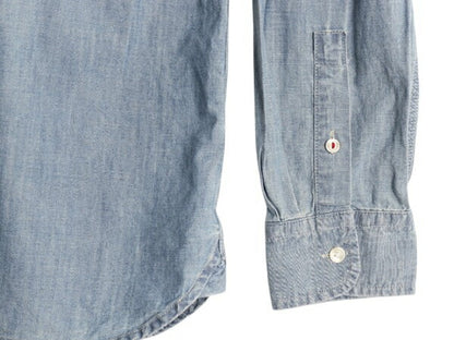 LAUREN ラルフローレン 長袖 シャンブレー シャツ レディース M 古着 100% コットン 長袖シャツ ワーク ヴィンテージ モデル マチ付き 無地