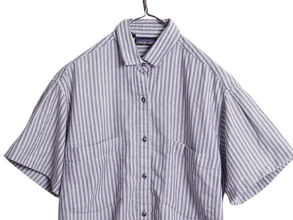 90s パタゴニア ストライプ 半袖 シャツ レディース M / 90年製 オールド 旧タグ Rマーク アウトドア コットン ツートン カスタム リメイク