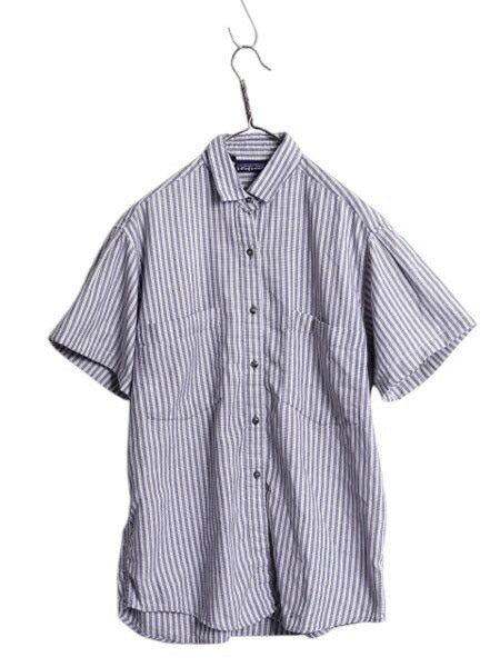 90s パタゴニア ストライプ 半袖 シャツ レディース M / 90年製 オールド 旧タグ Rマーク アウトドア コットン ツートン カスタム リメイク