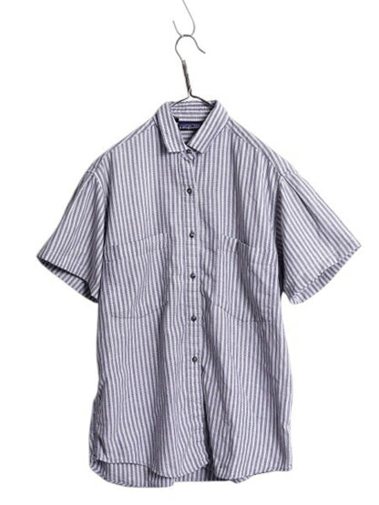 90s パタゴニア ストライプ 半袖 シャツ レディース M / 90年製 オールド 旧タグ Rマーク アウトドア コットン ツートン カスタム リメイク