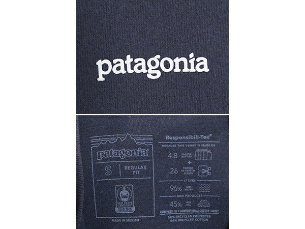 パタゴニア 両面 プリント 半袖 Tシャツ メンズ S / Patagonia アウトドア グラフィック アート イラスト バックプリント クルーネック 紺