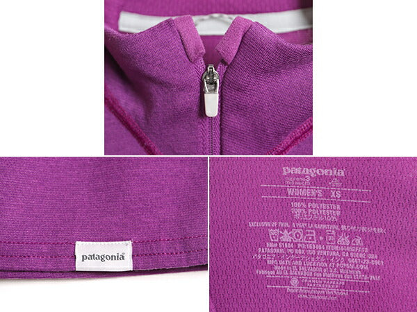 13年製 パタゴニア キャプリーン ミッドウェイト ジップネック レディース XS 古着 Patagonia アウトドア 長袖 Tシャツ ロンT インナー 紫