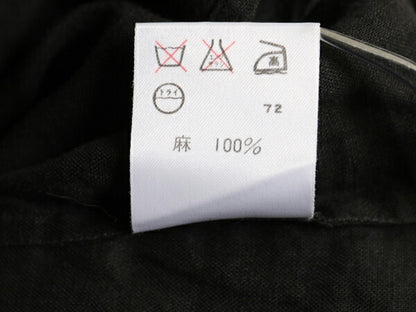 ラルフローレン 100% リネン オープンカラー 半袖 シャツ レディース XS ポロ 高級  開襟 ブラウス 無地 麻 薄手 ブラック シンプル 小さめ