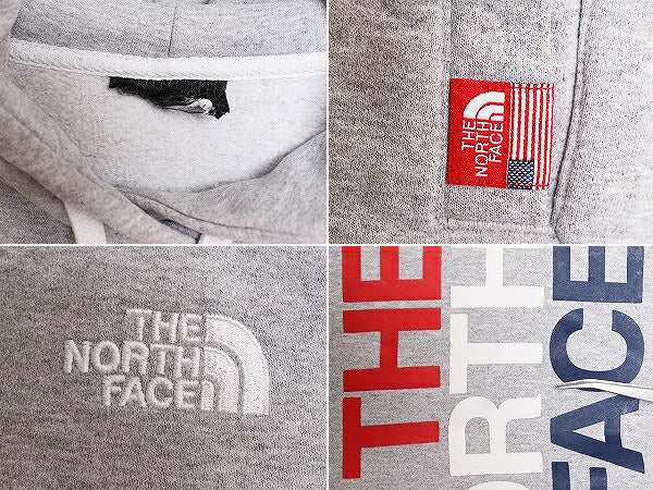 2014年 オリンピック ノースフェイス プリント スウェット フード パーカー メンズ S 程 The North face プルオーバー 裏起毛 USA 限定 灰
