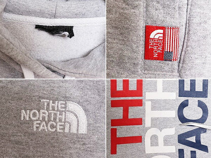 2014年 オリンピック ノースフェイス プリント スウェット フード パーカー メンズ S 程 The North face プルオーバー 裏起毛 USA 限定 灰
