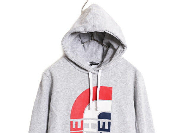 2014年 オリンピック ノースフェイス プリント スウェット フード パーカー メンズ S 程 The North face プルオーバー 裏起毛 USA 限定 灰
