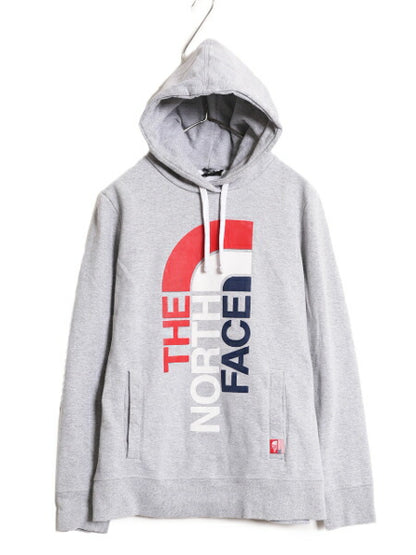 2014年 オリンピック ノースフェイス プリント スウェット フード パーカー メンズ S 程 The North face プルオーバー 裏起毛 USA 限定 灰