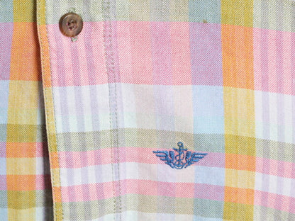 90s ドッカーズ リーバイス チェック ボタンダウン 半袖 シャツ メンズ L / 古着 90年代 オールド LEVIS DOCKERS コットン BD マルチカラー