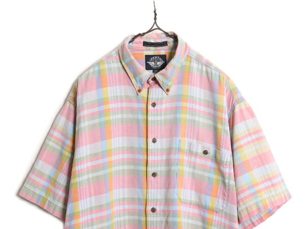 90s ドッカーズ リーバイス チェック ボタンダウン 半袖 シャツ メンズ L / 古着 90年代 オールド LEVIS DOCKERS コットン BD マルチカラー