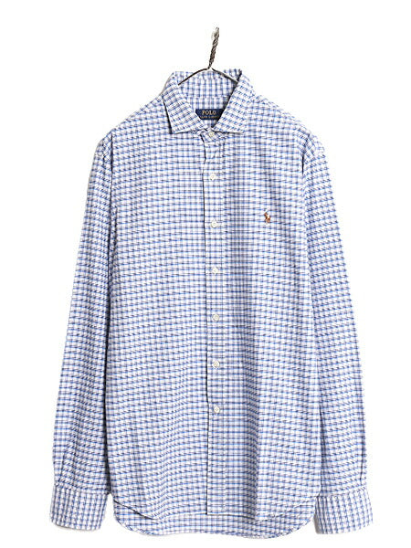 ポロ ラルフローレン チェック 長袖 オックスフォード  シャツ メンズ L 古着 長袖シャツ コットン ワンポイント ワイシャツ マルチカラー