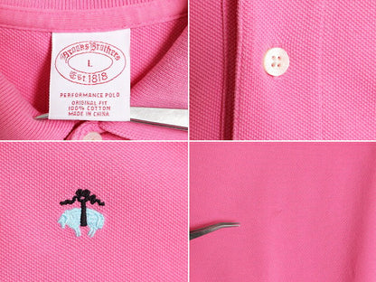 ブルックスブラザーズ 鹿の子 半袖 ポロシャツ メンズ L / Brooks Brothers 半袖シャツ ワンポイント オリジナル フィット コットン ピンク