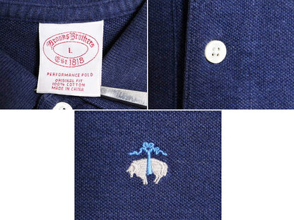 ブルックスブラザーズ 鹿の子 半袖 ポロシャツ メンズ L 古着 Brooks Brothers 半袖シャツ ワンポイント オリジナル フィット コットン 紺