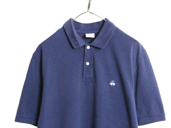ブルックスブラザーズ 鹿の子 半袖 ポロシャツ メンズ L 古着 Brooks Brothers 半袖シャツ ワンポイント オリジナル フィット コットン 紺