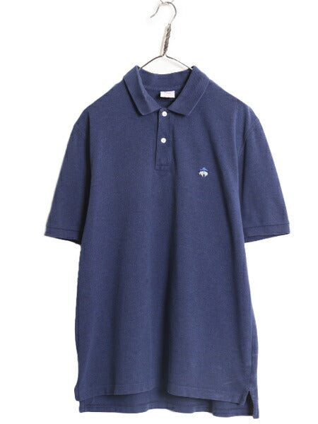 ブルックスブラザーズ 鹿の子 半袖 ポロシャツ メンズ L 古着 Brooks Brothers 半袖シャツ ワンポイント オリジナル フィット コットン 紺