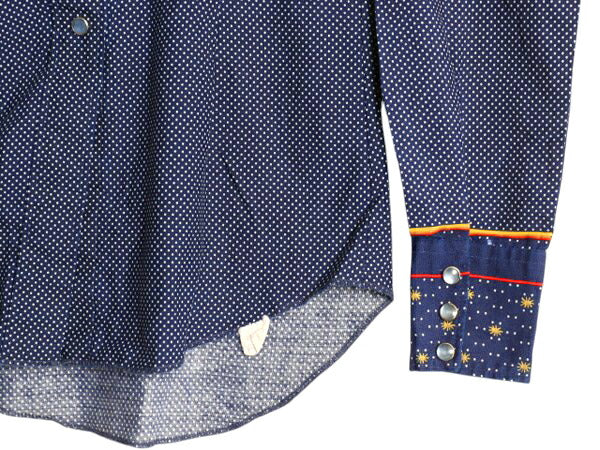 70s USA製 エイチバーシー 長袖 ウエスタン シャツ レディース XS 程 ヴィンテージ 細身 長袖シャツ ドット ボタニカル しわになりにくい