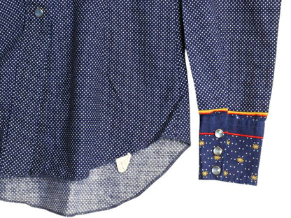 70s USA製 エイチバーシー 長袖 ウエスタン シャツ レディース XS 程 ヴィンテージ 細身 長袖シャツ ドット ボタニカル しわになりにくい