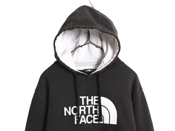 US企画 ノースフェイス プリント スウェット フード パーカー メンズ L 黒 The North Face トレーナー アウトドア プルオーバー モノトーン