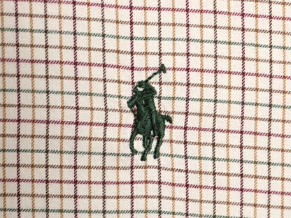 90s ラルフローレン チェック 長袖 ボタンダウン シャツ メンズ M / オールド ポロ 長袖シャツ コットン ワイシャツ シンプル ワンポイント