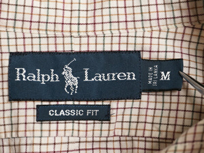 90s ラルフローレン チェック 長袖 ボタンダウン シャツ メンズ M / オールド ポロ 長袖シャツ コットン ワイシャツ シンプル ワンポイント