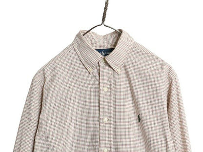 90s ラルフローレン チェック 長袖 ボタンダウン シャツ メンズ M / オールド ポロ 長袖シャツ コットン ワイシャツ シンプル ワンポイント