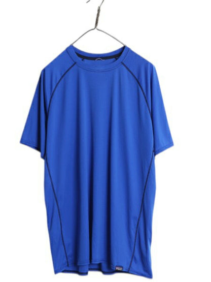 パタゴニア ライトウェイト キャプリーン 半袖 Tシャツ メンズ XL 古着 16年製 アンダーシャツ ストレッチ インナー 無地 大きいサイズ 青