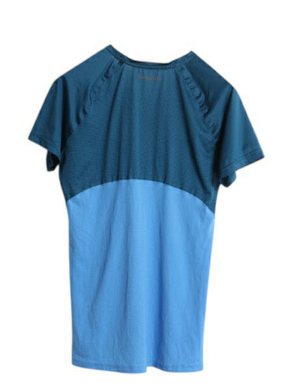 パタゴニア キャプリーン 半袖 Tシャツ レディース M / アウトドア メッシュ ツートン Vネック ストレッチ インナー ワンポイント トップス