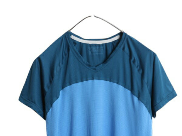 パタゴニア キャプリーン 半袖 Tシャツ レディース M / アウトドア メッシュ ツートン Vネック ストレッチ インナー ワンポイント トップス