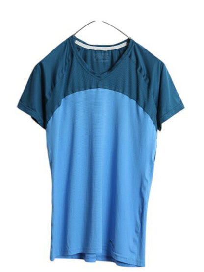 パタゴニア キャプリーン 半袖 Tシャツ レディース M / アウトドア メッシュ ツートン Vネック ストレッチ インナー ワンポイント トップス