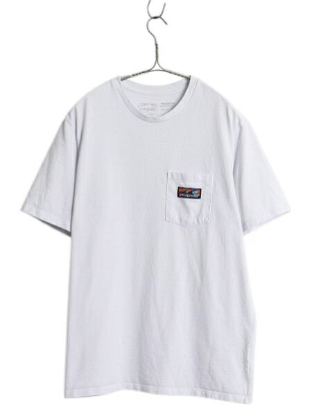 パタゴニア 波タグ ポケット付き 半袖 Tシャツ メンズ S 20年製 アウトドア ワンポイント カットソー ゆったり ポケT シンプル トップス 白