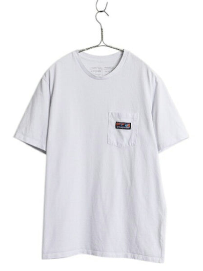 パタゴニア 波タグ ポケット付き 半袖 Tシャツ メンズ S 20年製 アウトドア ワンポイント カットソー ゆったり ポケT シンプル トップス 白