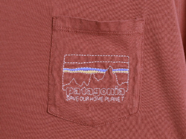 パタゴニア ポケット付き 半袖 Tシャツ レディース S / アウトドア ポケT カットソー ワンポイント オーガニック コットン ショート丈 短丈