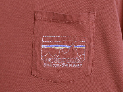 パタゴニア ポケット付き 半袖 Tシャツ レディース S / アウトドア ポケT カットソー ワンポイント オーガニック コットン ショート丈 短丈