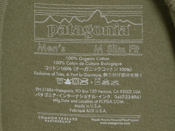 USA製 パタゴニア 両面 プリント 半袖 Tシャツ メンズ М アウトドア オーガニック コットン ポケT グラフィック アート バックプリント 緑