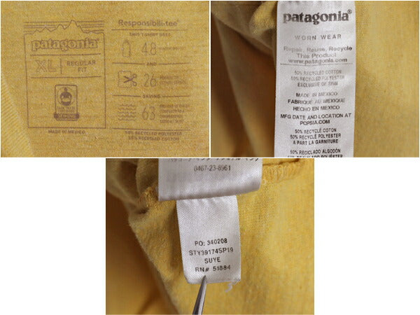 パタゴニア 両面 プリント 半袖 Tシャツ メンズ XL / 古着 19年製 カットソー P6 バックプリント ボックスロゴ クルーネック 大きいサイズ