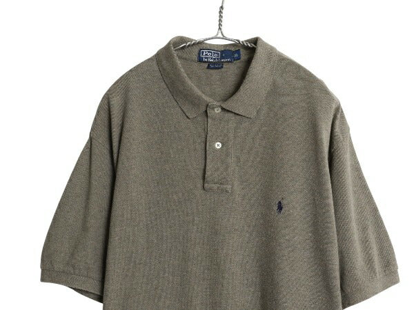 90s ポロ ラルフローレン 鹿の子 半袖 ポロシャツ メンズ XL オールド 半袖シャツ コットン トップス ワンポイント シンプル 大きいサイズ