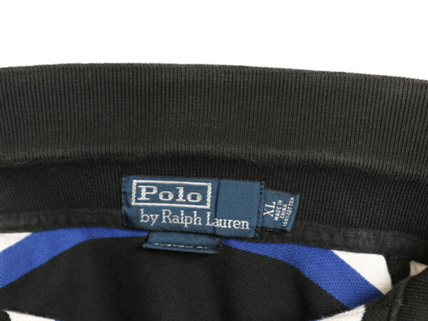 00s ポロ ラルフローレン ボーダー 鹿の子 半袖 ポロシャツ メンズ XL / オールド 半袖シャツ コットン カットソー 大きいサイズ シンプル