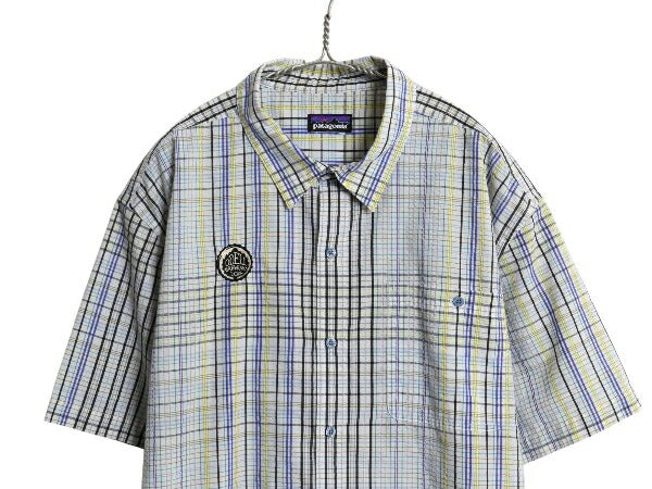 パタゴニア チェック 半袖 シャツ メンズ XXL 古着 アウトドア オーガニック コットン シアサッカー 大きいサイズ ボックス ゆったり 企業