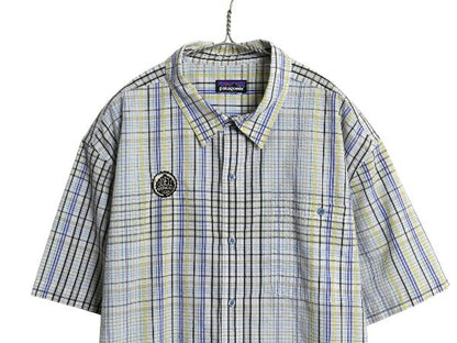 パタゴニア チェック 半袖 シャツ メンズ XXL 古着 アウトドア オーガニック コットン シアサッカー 大きいサイズ ボックス ゆったり 企業