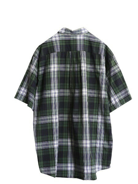 90s ジェイクルー チェック 半袖 ボタンダウン シャツ メンズ L オールド 半袖シャツ コットン タータンチェック ポケット付き BD ゆったり