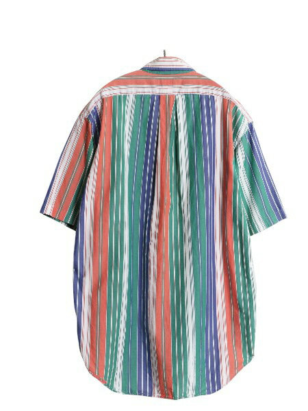 90s ラルフローレン ゴルフ ストライプ 半袖 ボタンダウン シャツ メンズ S / オールド 半袖シャツ コットン ポケット付き マルチカラー BD