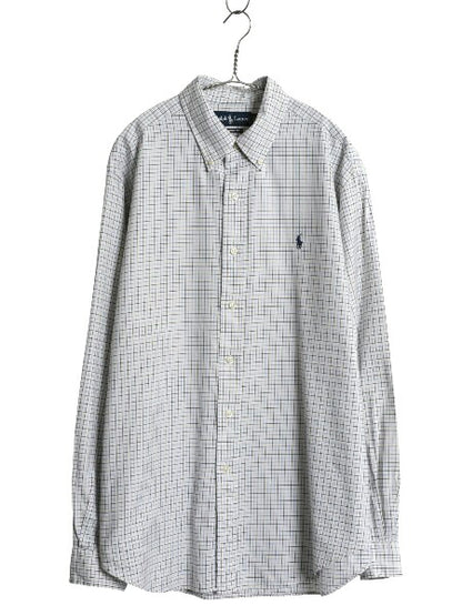 00s ラルフローレン チェック 長袖 ボタンダウン シャツ メンズ XL 古着 ポロ 長袖シャツ コットン ワンポイント ワイシャツ 大きいサイズ