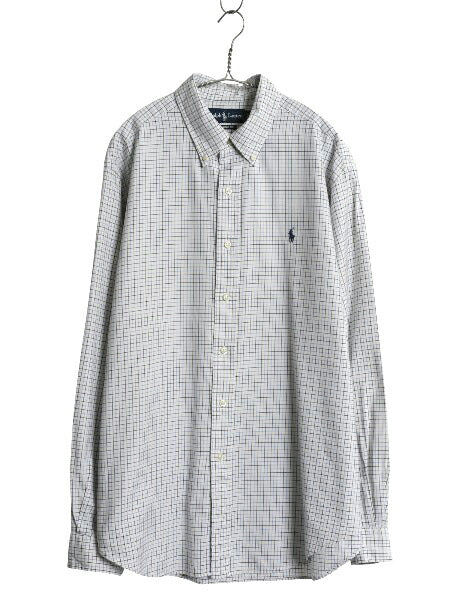 00s ラルフローレン チェック 長袖 ボタンダウン シャツ メンズ XL 古着 ポロ 長袖シャツ コットン ワンポイント ワイシャツ 大きいサイズ