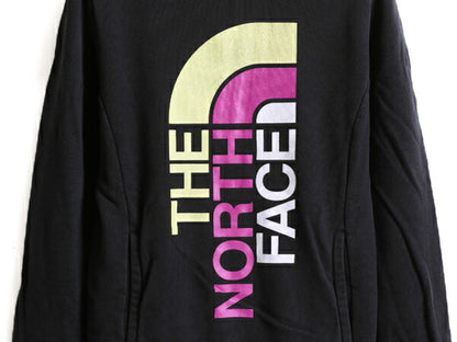 ■ ノースフェイス ロゴ プリント スウェット フード パーカー レディース S / The North Face トレーナー プルオーバー 裏起毛 ブラック