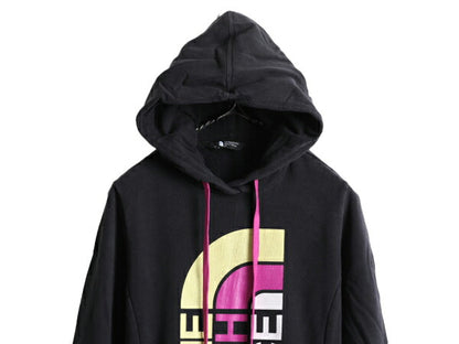 ■ ノースフェイス ロゴ プリント スウェット フード パーカー レディース S / The North Face トレーナー プルオーバー 裏起毛 ブラック