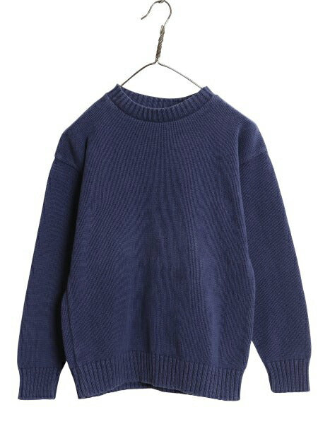 90s USA製 ブルックスブラザーズ モックネック ニット セーター ボーイズ L メンズ S レディース M オールド コットン ハイネック 無地 紺
