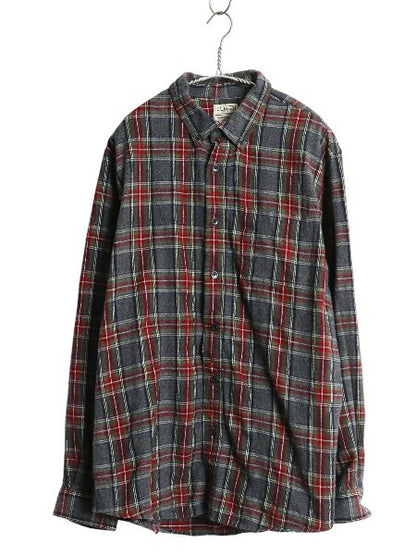 エルエルビーン チェック 長袖 ボタンダウン フランネル シャツ メンズ L 古着 長袖シャツ ネルシャツ コットン マルチカラー BD ゆったり